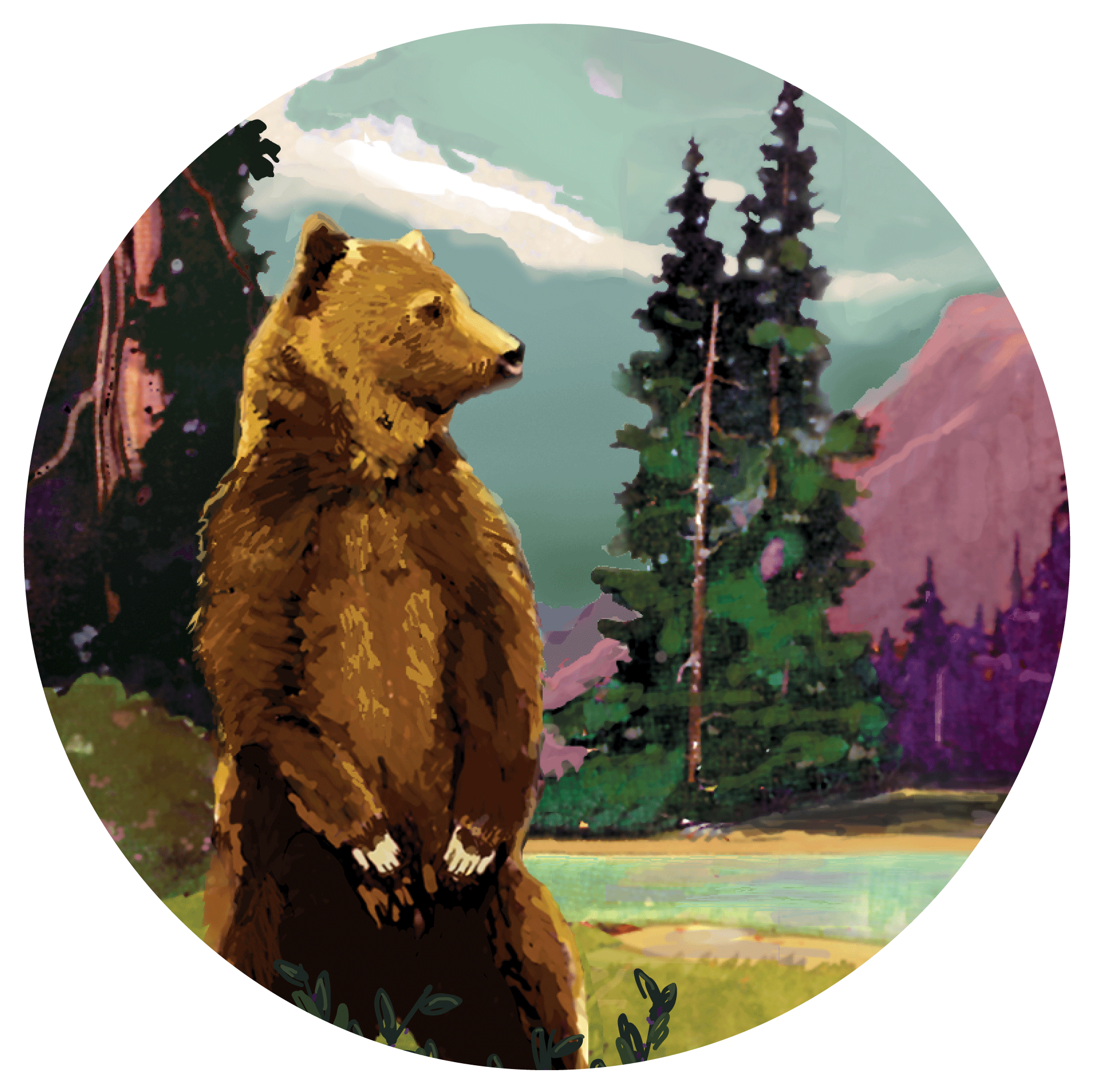 Illustration of a bear standing up on it's hind legs