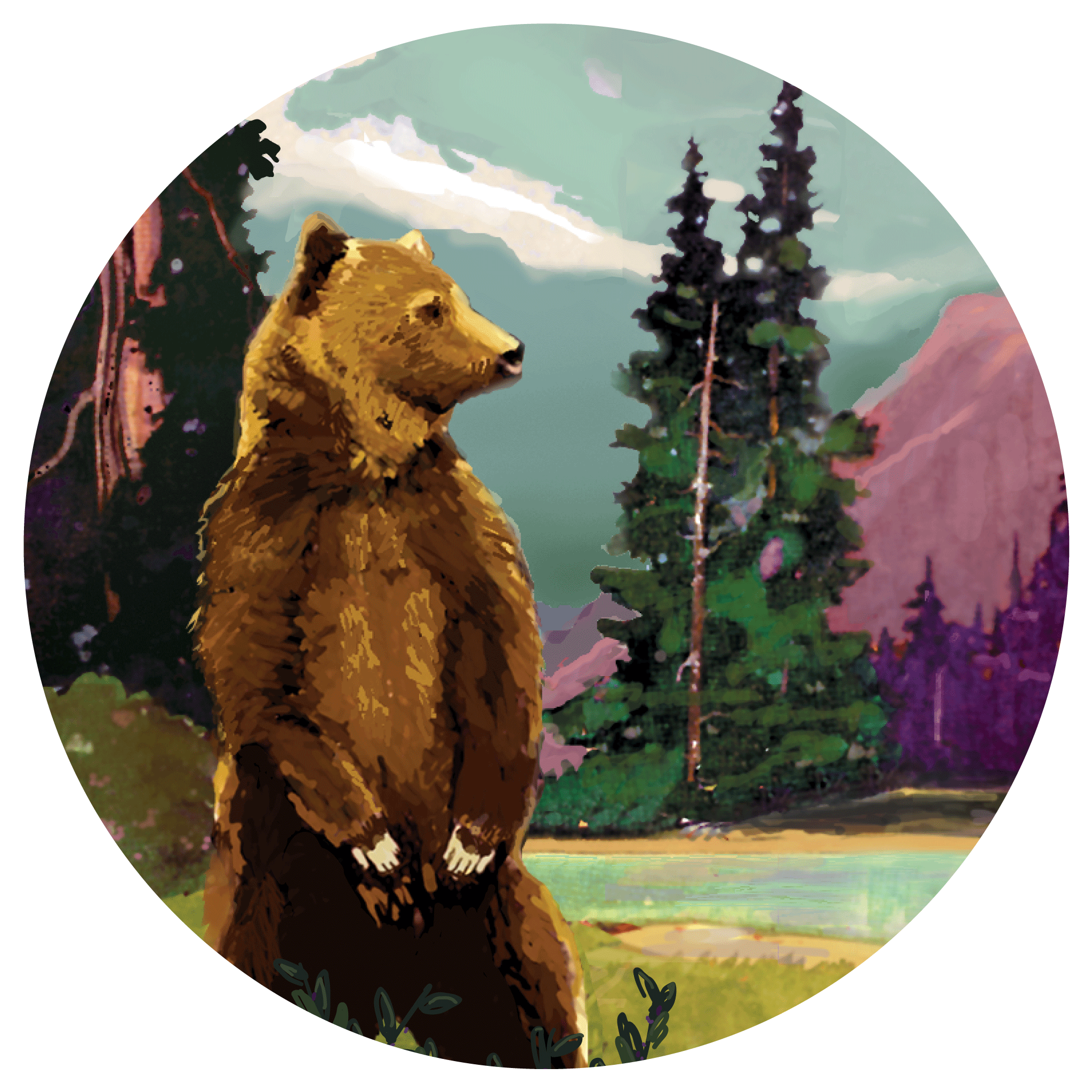 Illustration of a bear standing up on it's hind legs
