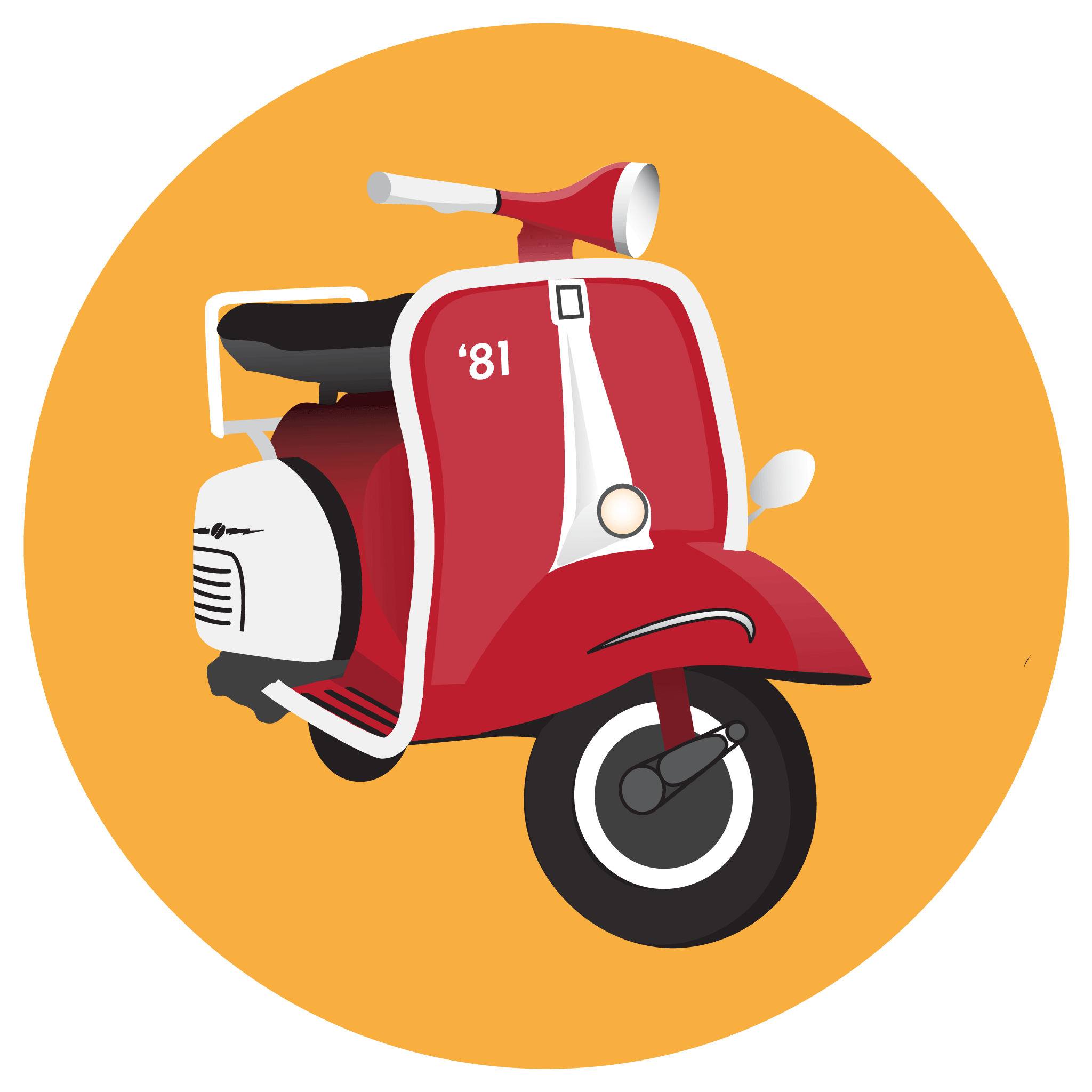 An illustration of a vespa motorcycle